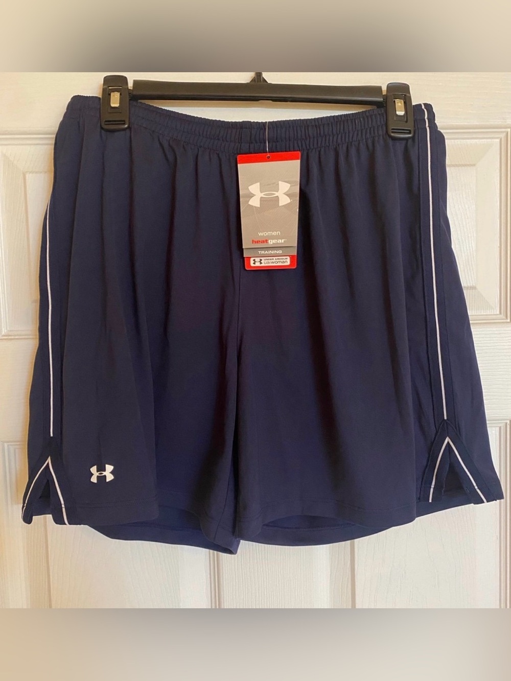Under Armour Women’s Navy Athletic Shorts with White Trim